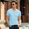 T-shirt masculina de manga curta de verão Ice Silk respirável slim juventude lazer esportes sem costura dobrável top camiseta fina