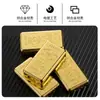 Encendedor de moda con llama roja, Encendedor de barra de oro de deslizamiento lateral, Encendedor compacto a prueba de viento de ladrillo de oro Regalo