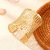 Joyería Transfronteriza Europea y Americana, Diseño de Cintura Ancha, Pulsera Ancha para Mujer, Pulsera de Textura Rayada Abierta de Metal de Nicho