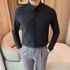 Camisa con Cuello Zhongshan Manga Larga para Hombre Otoño Nuevo Estilo Chino para Hombre Estilo Chino Primavera y Otoño 2025 Camisa de Nuevo Estilo
