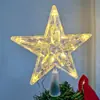 Estrella de cinco puntas LED de botón más vendida transfronteriza para decoración de Año Nuevo y Navidad, arreglo de estrella transparente para la punta del árbol de Navidad M