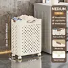 Cesto de Roupa Suja Dobrável com Rodas, Cesto de Roupa Ventilado de Grande Capacidade, Organizador de Roupas que Economiza Espaço para Casa, Branco/Creme