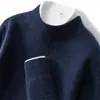 Suéter Masculino de Caxemira com Gola Meia-Alta Casual Manga Longa Malha Básica Camada Interna Outono Inverno Novo Top