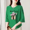 Comercio exterior transfronterizo ropa de maternidad, camiseta de manga tres cuartos para mujeres de mediana edad y mayores, holgada, casual, top básico versátil