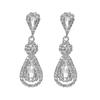 Machika - Pendientes largos de gota de agua de alta gama, exquisitos, de moda, con brillantes diamantes de imitación, elegantes y modernos.