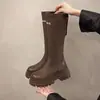 Botas largas de plataforma gruesa Melard para mujer, nuevo modelo de otoño 2026, botas elásticas que realzan la altura para mujeres petite, botas largas hasta la rodilla