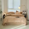 Lençol de cama de cor sólida com lixamento vulcânico simples de outono e inverno, capa de edredom, fronha de produto único, algodão puro, macio e amigável à pele, roupa de cama