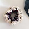 Scrunchie de Renda Dupla Floral Estilo Coreano Retrô para Mulheres, Elástico de Cabelo Delicado, Cetim Alta Elasticidade