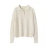 Estilo Minimalista Old Money|Versátil Suéter de Punto Consinee 100% Cachemira Pura para Mujer con Cuello Polo Ropa Exterior Capa Interior