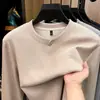 Sudadera gruesa transfronteriza para hombre 2026 otoño nueva cuello redondo color liso casual cálida manga larga camiseta para hombre al por mayor