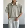 Verano 2025 Casual de Moda Marca Color Puro Fresca Camisa de Seda de Hielo de Gama Alta Camisa de Manga Corta Chaqueta Holgada para Hombre
