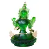 Estátua de Buda, Utensílios Budistas, Artesanato em Vidro, Enfeites de Vidro, Tara Verde, Remoção Antiga de Cera e Vidro Queimado, Tara Verde