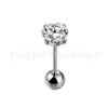 Brinco de Titânio F136 5A com Zircônia de Quatro Garras, Bola Redonda Integrada, Piercing de Osso da Orelha, Liga de Titânio G23, Fábrica de Joias para Piercing, Atacado