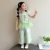 Conjunto de Verano para Niñas 2026 Ropa Nueva para Niños Delgada Elegante Ropa de Verano Conjunto de Dos Piezas de Malla Floral para Bebé Niña