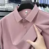 Camiseta de Manga Curta 7A de Seda Gelada para Homens, Novo Estilo de Verão Casual para Homens de Meia-Idade e Idosos, Camisa Polo de Alta Qualidade