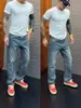Otoño Nuevo de Moda Casual para Hombre Moda Americana Calle Alta Simple Versátil Nicho Pierna Recta Adelgazantes Jeans de Color Sólido