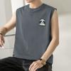 Colete Masculino Pure Cotton Verão Moda Marca Moda Urso Mangas T-Shirt Esportes Cintura Fitness Hurdle Ombro Largo Sweatshirt
