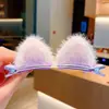 Grampo de Cabelo de Pelúcia com Orelhas de Gato Infantil Grampo de Cabelo Feminino Grampo de Bico de Pato Lateral Infantil Grampo Fofo para Menina Acessório de Cabeça