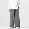 Pantalones Anchos con Cordón Estilo Chino para Hombre Otoño 2026, Pantalones Casuales Rectos con Caída, Corte Holgado, Tallas Grandes, Pantalones Largos hasta el Suelo