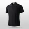 Camisa Polo Tricô Jacquard Vintage Manga Curta Estilo Americano Camiseta Masculina Casual Cor Sólida Básica Primavera Verão