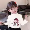 Y2346 # Camisa de Manga Longa com Gola Alta Meia-Boca em Veludo Alemão para Meninas no Outono e Inverno, Tops Quentes com Camisetas de Menina por Dentro
