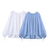 Amazon Comercio Exterior Transfronterizo Venta al por Mayor Ropa de Mujer 2025 Verano Nuevo Camisa de Moda con Cuello Zhongshan Decorada con Lazo