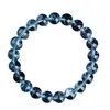 Pulsera de Topacio Azul Natural de Cristal Beibefu Pulsera de Piedra de Topacio Azul Tipo Hielo Topacio Gema Al por Mayor