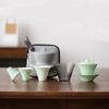 Set de Té Cerámico de Viaje Kung Fu para Beber Té en Camping al Aire Libre Rojo Gaiwan Taza Rápida Una Olla Tres Tazas Set de Regalo