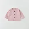 Ropa de abrigo para bebé, Clase A, cárdigan unisex estilo coreano, top para primavera/otoño, camiseta interior para bebé, disponible en varios colores lisos, cuello redondo, manga larga