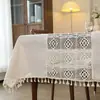 Toalha de mesa de algodão com crochê estilo pastoral rima dupla para mesa de jantar toalha de mesa para mesa de centro crochê cor sólida renda de luxo leve cobertura oca costura atacado