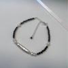 Real tiro pequena série de prata de alta qualidade de uma palavra pérola de água doce maré de espinélio preto maré de cristal fresco S925 pulseira de prata esterlina