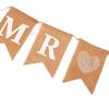 Bandera de Cola de Golondrina con Corazón Brillante de Lino Retro Transfronteriza Mrmrs Decoración de Fiesta de Boda Europea y Americana Arreglo Guirnalda Pancarta