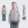 Casaco outonal estilo preppy para meninas, moda infantil para primavera e outono, moletom com capuz xadrez patchwork para meninas