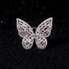 Anillo Elegante y Lujoso de Mariposa con Circonitas de Colores para Mujer Chapado en Cobre Oro Real Anillo Exagerado Personalizado Nueva Joyería Transfronteriza