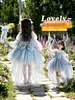 Vestido de menina, vestido de tule, vestido de princesa, vestido infantil Frozen Elsa Lolita, fantasia de apresentação