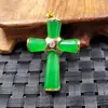 Pendente de jade atacado Pingente de cruz de Jaspe de Taiwan Rocha de quartzo verde Pingente de colar de cruz de jade pingente de jade