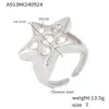 Anillo europeo y americano de lujo de circón de estrella de cinco puntas, apertura de fundición, acero de titanio, moda de estrellas, joyería transfronteriza al por mayor