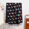 Cachecol de Cashmere Sintético com Estampa Digital para Mulheres, Xale Espesso com Franjas Outono/Inverno, Padrão Floral da Moda, Cachecol Longo Versátil