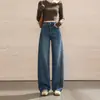 Azul Retro Transfronterizo 2026 Otoño Jeans Mujer Nuevo Caída Pierna Recta Estrecha Adelgazantes Versátiles Pantalones Largos Yi Chun