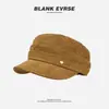 Sombrero de Monta de Ala Plana Marrón Gamuza para Mujer, Nuevo Sombrero Newsboy Estilo Británico Vintage Otoño e Invierno, Sombrero de Cabeza Grande para Otoño
