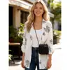 Ropa de mujer transfronteriza, comercio exterior europeo y americano, camisa de mujer estampada de moda para primavera y verano, holgada, de manga larga, con mangas remangadas, camisa casual