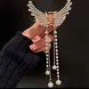 Grampo de Cabelo Meio Laço Borboleta de Alta Qualidade Estilo Feminino Clipe para Parte de Trás da Cabeça de Luxo Leve Pingente de Franja Acessórios de Cabelo Novo Grampo de Cabelo Adorno de Cabeça