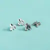 Botão Flor Gardenia Prata de Lei S925 Pequena Flor Espaçador Botão DIY Acessórios de Corda Feitos à Mão Contas para Pulseira de Cristal