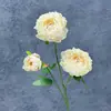 Flores Artificiales con 3 Cabezas, Peonías Rellenas para Decoración del Hogar y Hotel, Arreglo para Escenas de Boda, Adornos de Flores Falsas Transfronterizos al por Mayor
