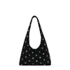 Bolsa de mão de bolinhas estilo coreano, novo modelo de comércio exterior, bolsa de ombro versátil, grande capacidade, design simples, adequada para o trajeto diário, estilo bolsa de balde
