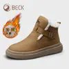 Tênis Casual de Cano Alto Gorilla Feminino 2026 Inverno Novos Botins Curtos de Couro Versáteis com Forro de Lã Sapatos de Algodão Espessados para Mulheres