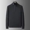 Suéter de Tricô Masculino 2026 Outono/Inverno Cinza Gola Alta Versão com Zíper Jovem Business Casual Peça Única Jaqueta Tendência Tamanho Grande