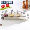 Tarro de condimento de vidrio de acero inoxidable 304, juego de caja de condimentos para el hogar con cuchara, botella de condimento de sal, azúcar y glutamato monosódico de cocina.