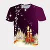 Camiseta de hombre de moda transfronteriza con estampado 3D de patrón navideño, tendencia de moda, manga corta de verano, suministro directo de fábrica