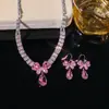 Set Transfronterizo Estilo Europeo y Americano Zirconia Cúbica Microincrustada Cadena para Clavícula Collar de Flores Joyería de Uso Diario Accesorios para Mujeres